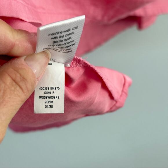 Elizabeth & James | Women’s Pink Tie Neck V-Neck Puff Sleeve Blouse Top Spring M - Picture 6 of 9